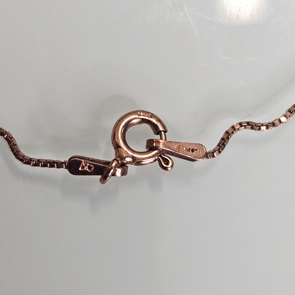 Rose Gold Sterling Silver Crystal Pendant & Rose Gold Plated 925 Box Chain 18" - Picture 13 of 13